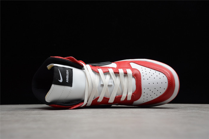 ambush x nike sb dunk high varsity red black white cu7544-102