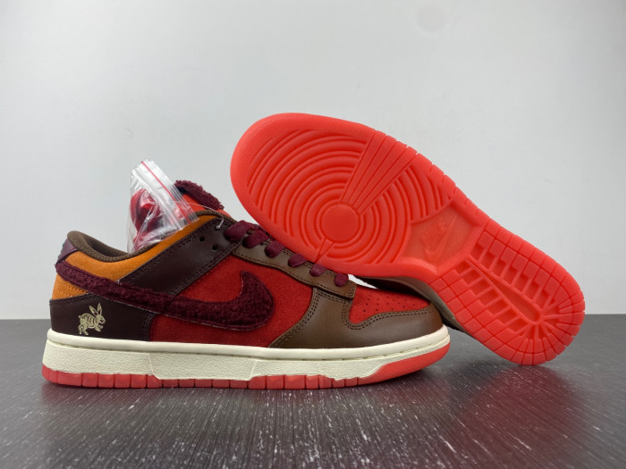 nike dunk low retro prm year of the rabbit light crimson fd4203-661